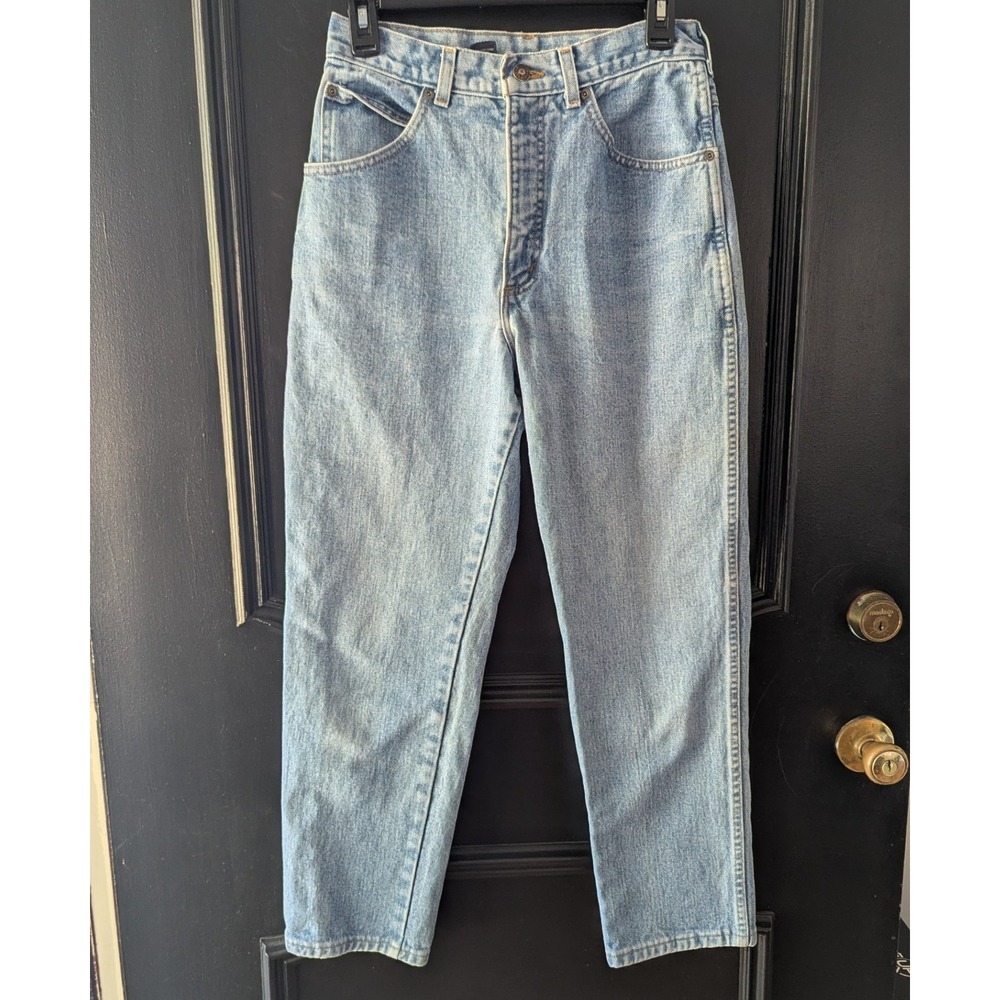 Vtg 90's Lands End High Waisted Straight‎ Leg Jeans Light Wash Denim Womens Sz 8